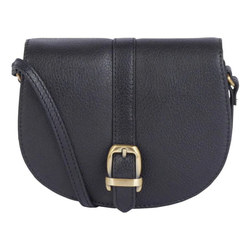 Barbour Laire Ladies Leather Saddle Bag - Black