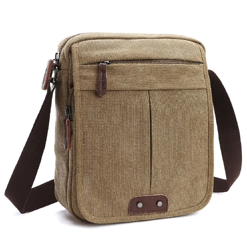 Dasein Vintage Unisex Canvas Messenger Bag/Cross body with Front Snap Flap