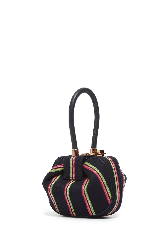 Striped Demi Bag in Navy Wool