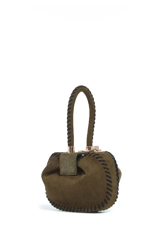 Whipstitch Demi Bag in Olive Suede