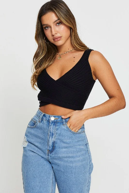 Black Knit Top Sleeveless