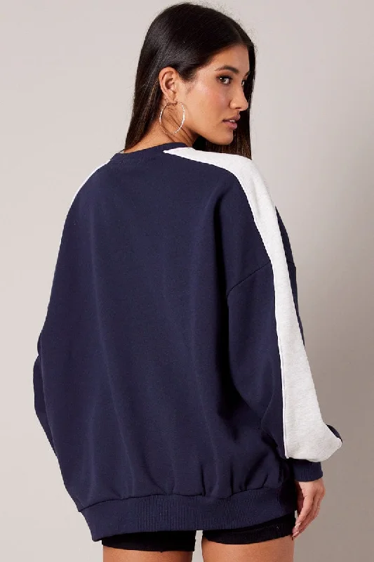 Blue Graphic Sweater Oversized