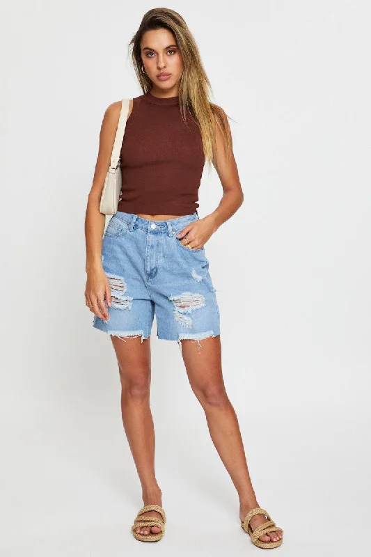 Brown Knit Top Sleeveless