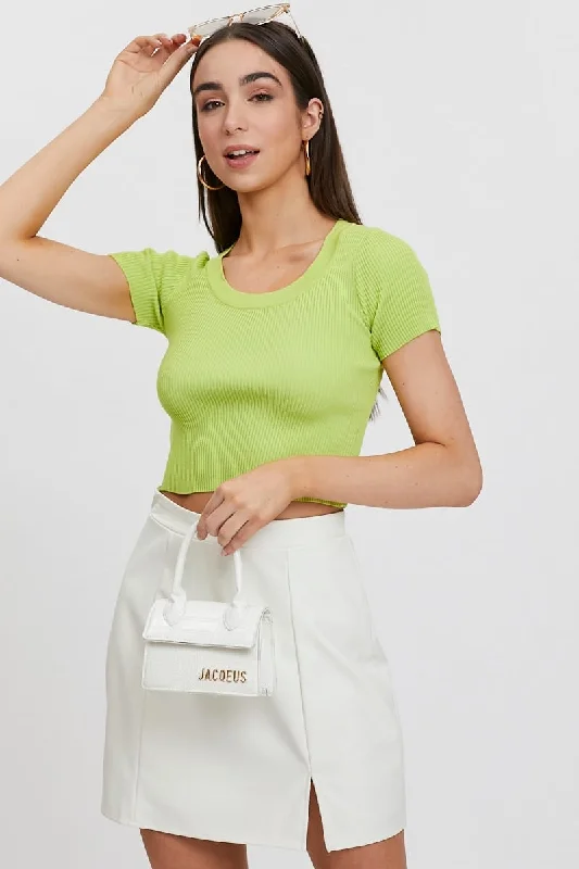 Green Short Sleeve Knit Top