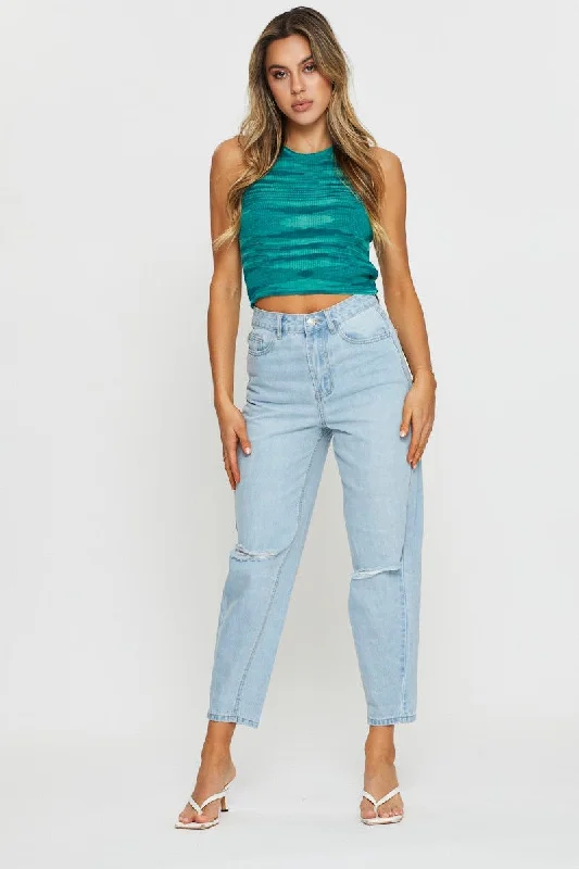 Multi Knit Top Sleeveless Crop