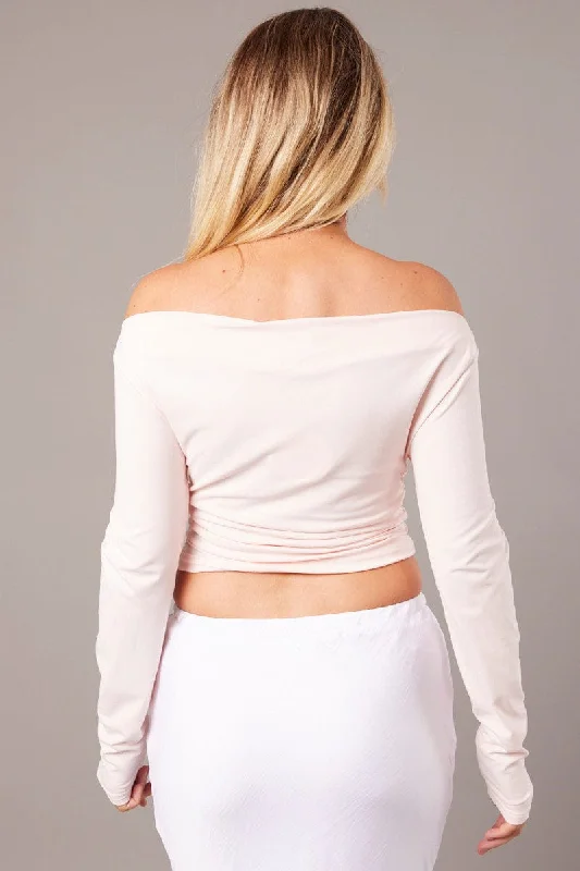 Pink Asymmetric Top Long Sleeve