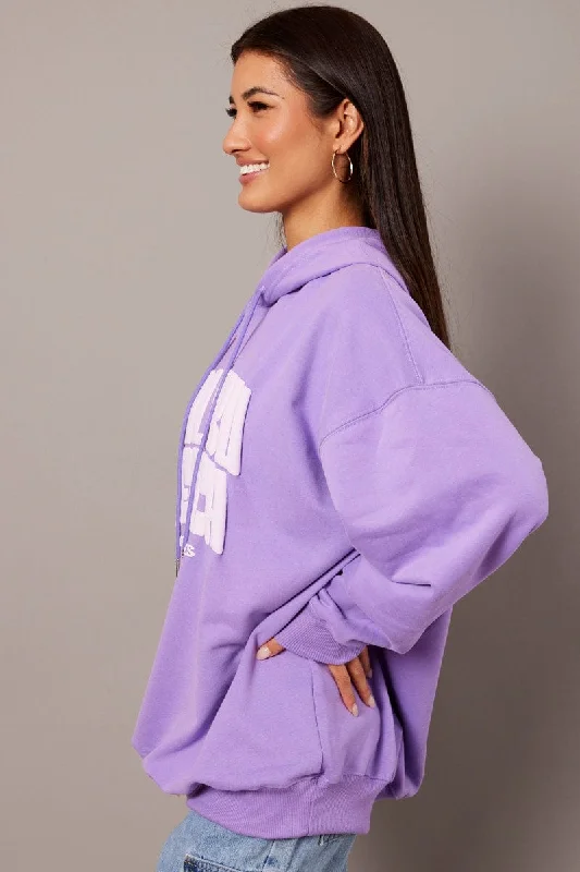 Purple Graphic Hoodie Sweater Long Sleeve