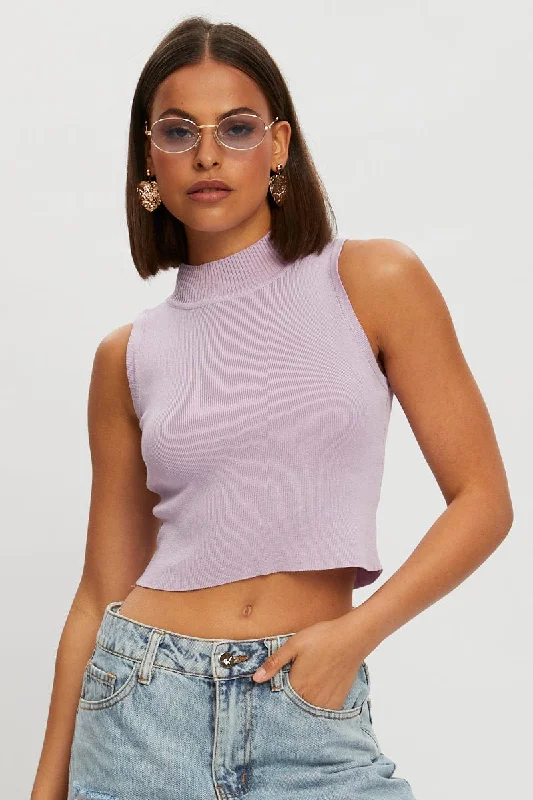 Purple Sleeveless Knit Top