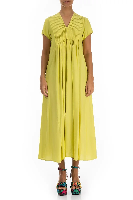 Romantic Cyber Lime Silk Bamboo Dress