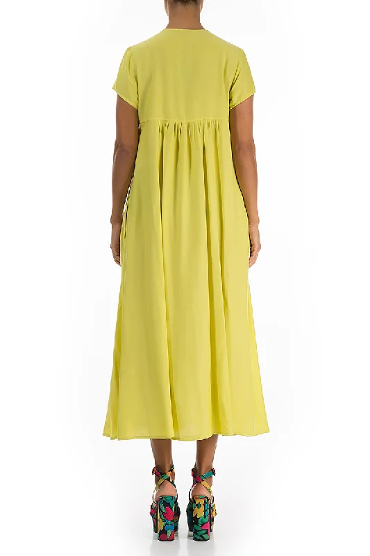 Romantic Cyber Lime Silk Bamboo Dress