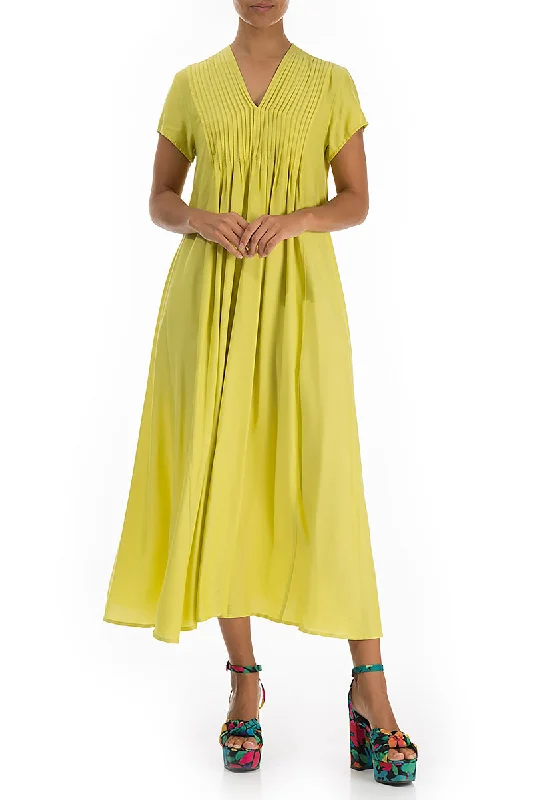 Romantic Cyber Lime Silk Bamboo Dress