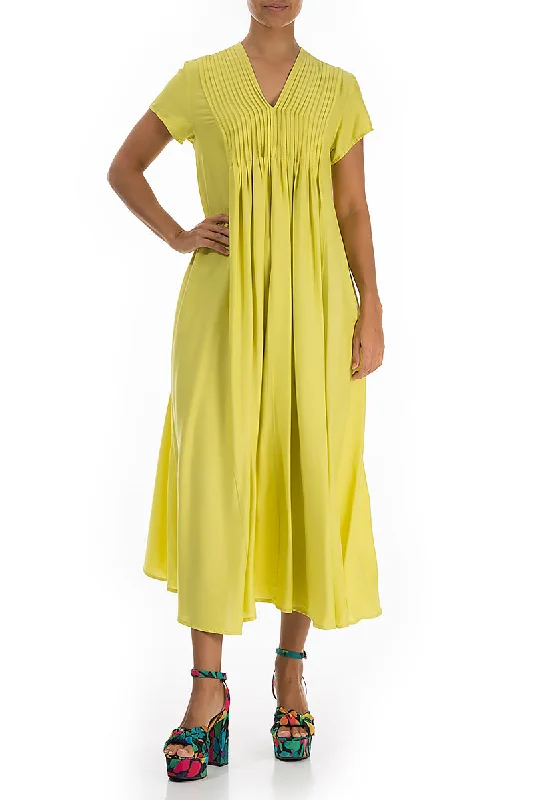 Romantic Cyber Lime Silk Bamboo Dress