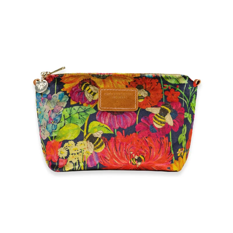 Velvet Make up Bag - Bumblebee Garden in Midday Sun