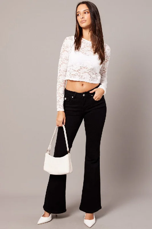 White Lace Top Long Sleeve