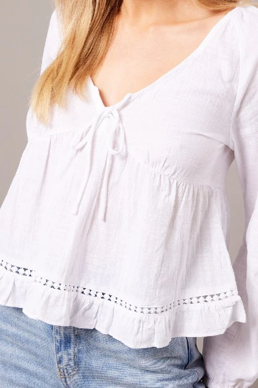 White Smock Top Long Sleeve