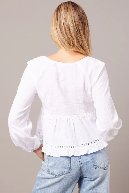 White Smock Top Long Sleeve