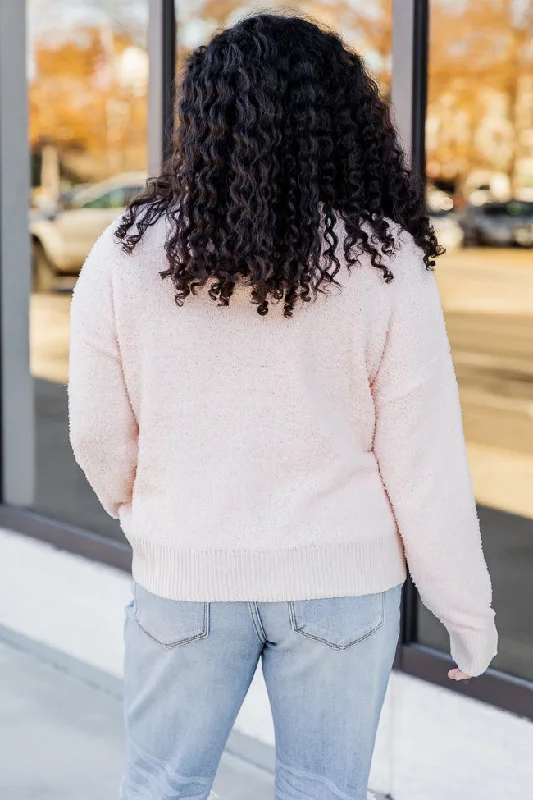 Tell Me Everything Blush Fuzzy Henley Pullover FINAL SALE