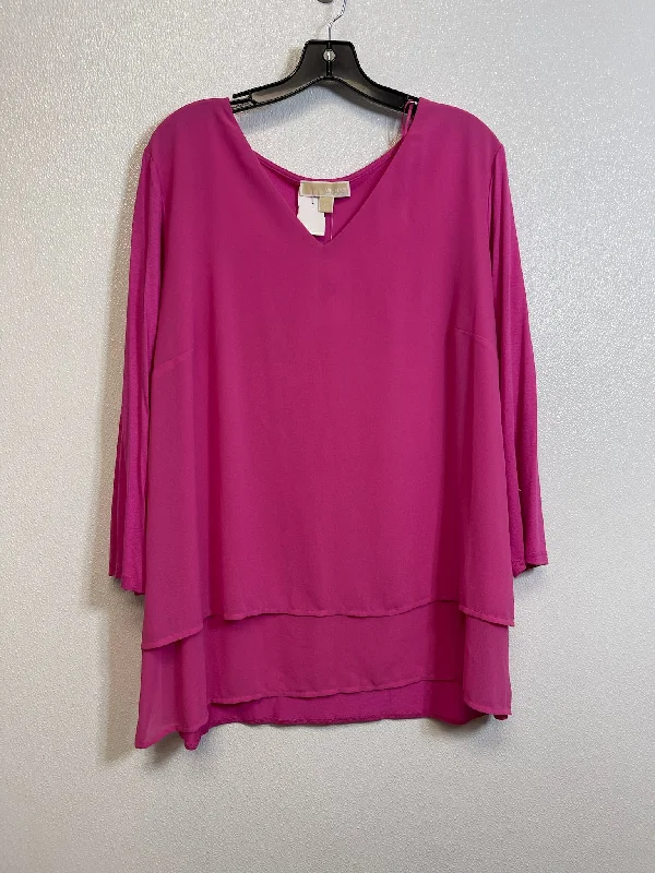 Top Long Sleeve By Michael By Michael Kors In Pink, Size: 2x