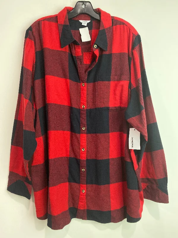 Top Long Sleeve By Sonoma In Black & Red, Size: 3x