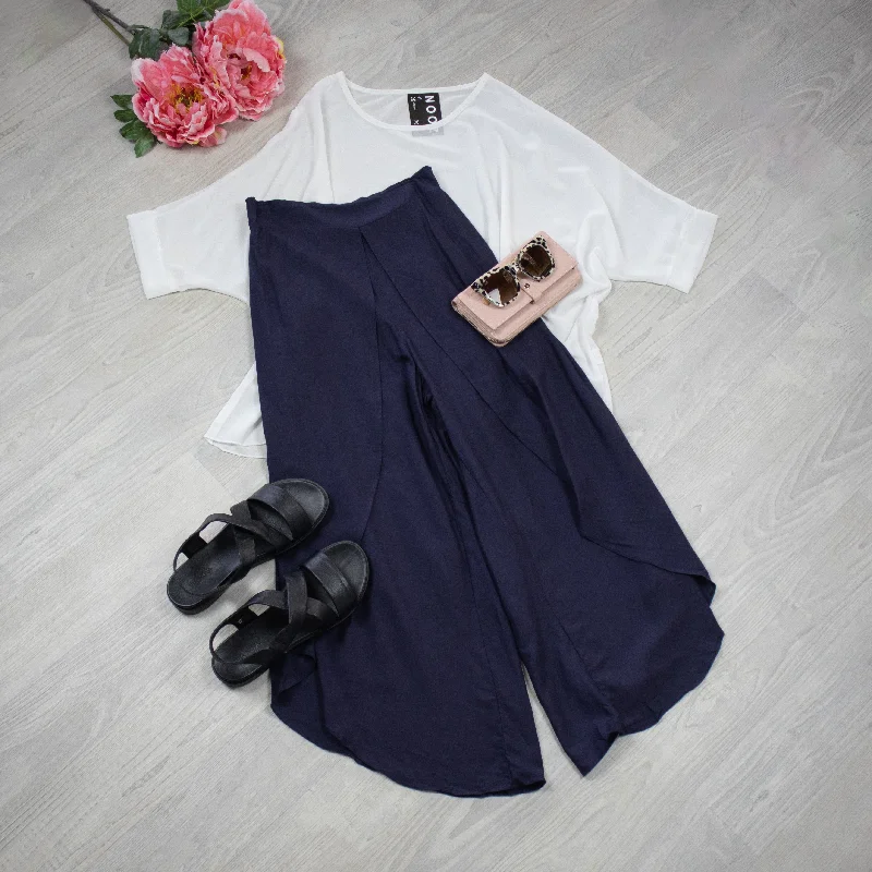 Butterfly Palazzo Pants - Navy